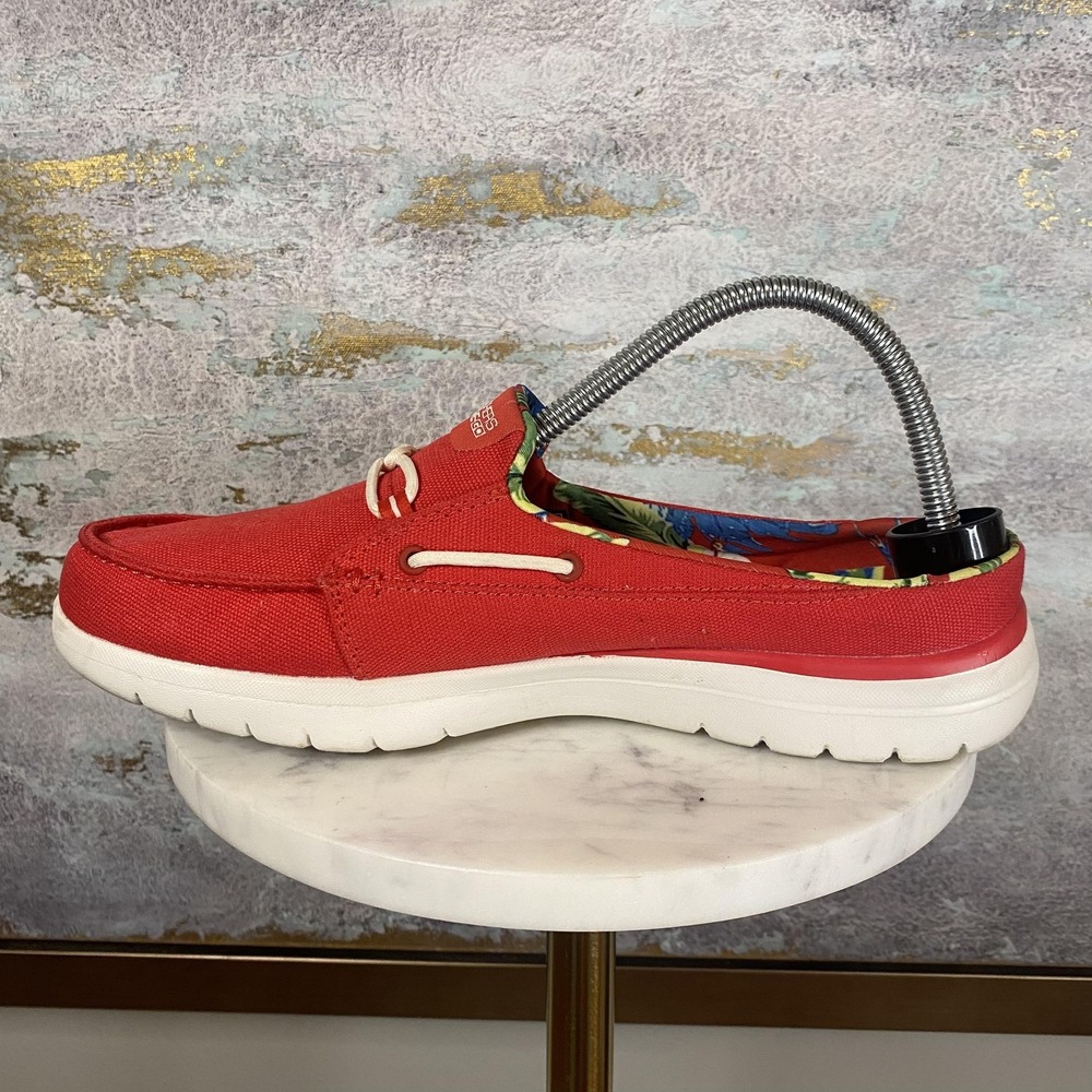 Skechers On-the-Go Shoes Womens Size 9.5 Red Canvas Boat Slip On SN 136496 - Picture 6 of 11